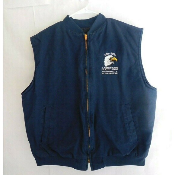 King Louie LABORERS LOCAL 288 Dark Blue Vest 100 Anniversary Mens Sz L made USA - Picture 1 of 8